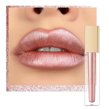 Imagem de Oulac Batom Nude Lip Gloss Metallic Shine Para Mulheres, Longa Duração À Prova D'Água, Cor De Lábios De Alto Impacto, Suave Também Para Sombra, Acabamento Metálico 3D, Sem Transferência, Vegano, 4,5