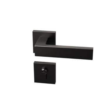 Imagem de Fechadura silenciosa para quarto fechadura de porta interna maçaneta preta para porta de banheiro adequada para espessura da porta: 35-50 m (sem chave)