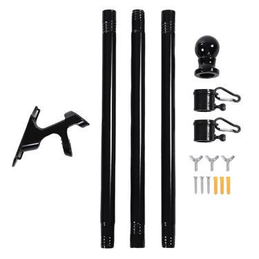 Imagem de HEEPDD Pólo de Bandeira, Kit de Mastro de Aço Carbono Resistente de 6 Pés Com Anel Giratório de 360 ​​graus para Uso Residencial Ao Ar Livre na Varanda de Cerca de Parede