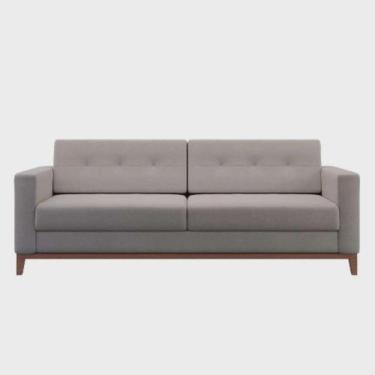 Imagem de Sofá Com 3 Lugares Pés E Base Madeira Em Linho Cotton
