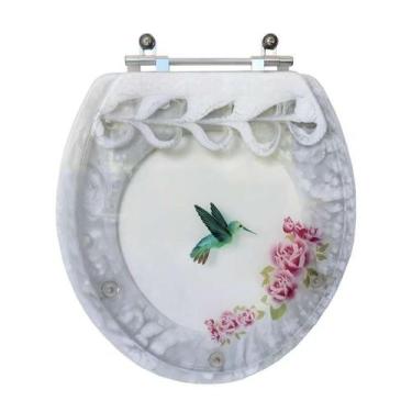 Imagem de Acento Sanitário Acrílico Decorada Beija Flor Convencional Oval - Pont