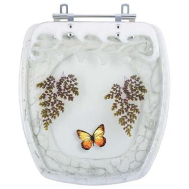 Imagem de Acento Sanitário Incepa Thema Branco com Borboleta Amarela - Pontto La