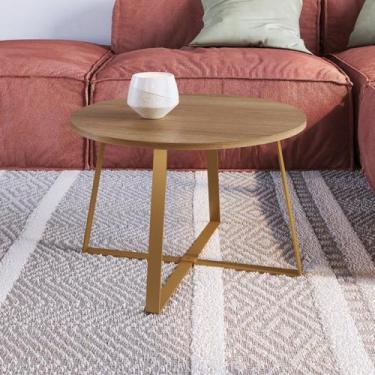 Imagem de Mesa de Centro Redonda Industrial Complementos Marrom - Artesano Móvei