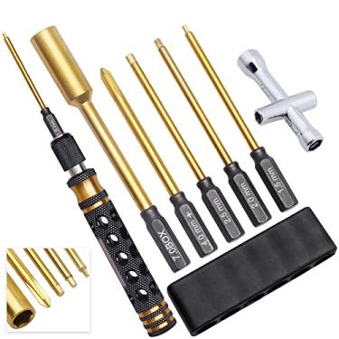 Imagem de FriHobby Conjunto de chaves de fenda RC de titânio brocas sextavadas 1,5 mm 2,0 mm 2,5 mm chaves Allen chave de porca de bloqueio M4 e ferramentas de reparo Phillips para carro RC Traxxas Arrma Axial SCX10 Redcat Losi, 5 em 1