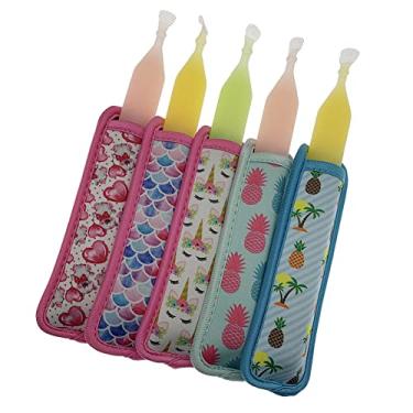 Imagem de Yisowank 5pcs Popsicle Holder Bags, Ice Pop Sleeves Reusáveis de Neoprene Multicolorido para Crianças e Adultos