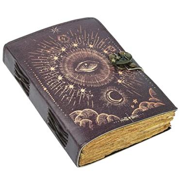 Imagem de Galaxy with Eye Diário de couro vintage para homens e mulheres, 200 páginas de papel vintage antigo feito à mão, caderno de esboço de couro, diário de desenho, diário de couro impresso, ótimo presente