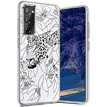 Imagem de Capa compatível com Samsung Galaxy S20 Fe Leopard, desenho de linha floral leopardo simples animal minimalista gráfico moderno para Samsung capa masculina e feminina, capa de telefone TPU flexível