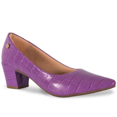 Imagem de Scarpin Feminino Salto Grosso Croco