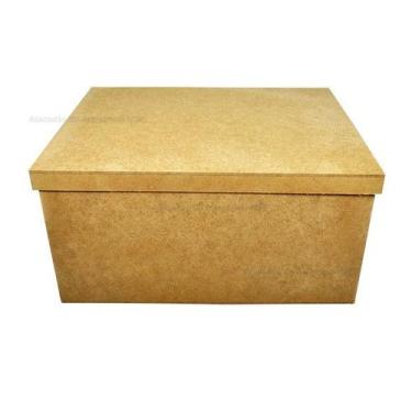 Imagem de Caixa Retangular Tampa de Sapato 36x26x20 Mdf Madeira - ATACADÃO DO AR