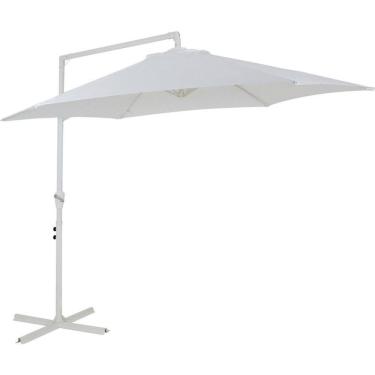 Imagem de Ombrelone Lateral Guarda Sol Bel Veneza 3 Metros Branco com Base de Apoio p/ Piscina, Hotel, Varanda e Jardim