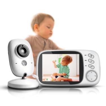 Imagem de Monitor de Bebê Digital com Câmera, Tela LCD 3.2", Visão Noturna, Comunicação Bidirecional, Branco