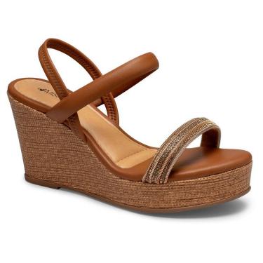 Imagem de Sandália Salto Anabela Mississipi Brilho Calce Facil ME661