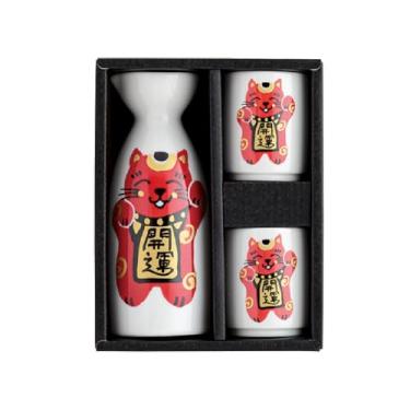 Imagem de Waraku Fuuka Saquê japonês (Maneki Neko Kaiun, 1 garrafa Tokkuri e 2 copos Ochoko)