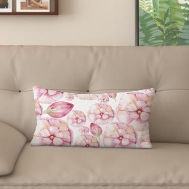 Imagem de Sladjana [Estilo idílico] Capa de almofada impressa digital tipo linho - Padrão floral rosa dupla face, design com zíper invisível (50 x 71 cm, FSWM-A)