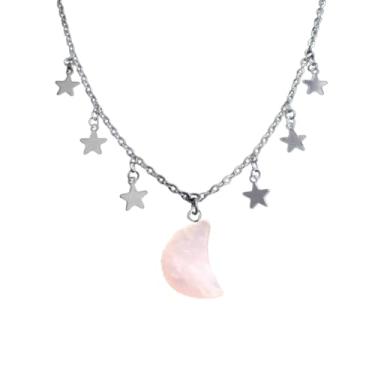 Imagem de LittleFathand Colar gótico feminino com pingente de lua crescente de sangue, pedra natural, lua, estrela, gargantilha para festa de Halloween, presente, Zinco, Sem Pedra Preciosa