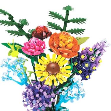 Imagem de Flowers Bouquet Building Set with Vase for Adult, 10 Kinds of Flowers Including Sunflower, Baby's Breath, Rose, Compatible with Lego Botanical Collection, Office, Birthdays, Valentine's Day Gifts