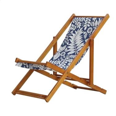 Imagem de Espreguiçadeira Portátil de Madeira Maciça – Para Piscina, Sem Braço, Envernizada (Folhas Brancas)