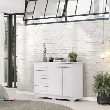 Imagem de Cômoda Sapateira Batel 5 Gavetas 2 Porta de Bater com Prateleira Branco G98 - Gran Belo