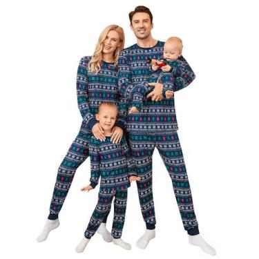 Imagem de Pijama Pop/Natal verdadeiro para a família, estampa de alce azul - Pop