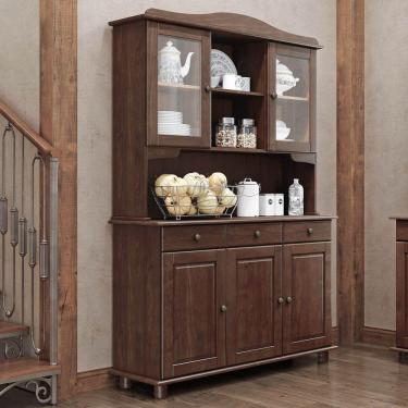 Imagem de Armário Cristaleira 5 Portas 3 Gavetas Rubi Café Madeira Pinus - Finestra