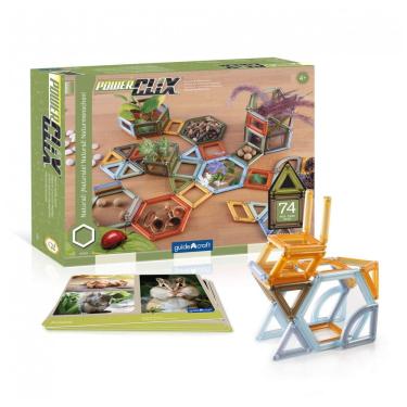 Imagem de Conjunto de blocos magnéticos Guidecraft PowerClix Frames, 74 peças para construções geométricas 2D e 3D para Brincadeiras Criativas