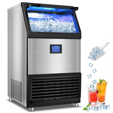 Imagem de Máquina de Gelo Comercial RAPSUAR 227 kg/24h Bin 60 kg 162 Cubos 6-20 Min Autolimpeza Aço Inox GTR369 110V