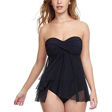 Imagem de Maiô inteiro feminino Bandeau Flyaway da Profile by Gottex, Tutti Frutti Black, 10