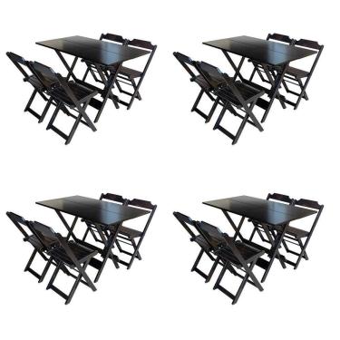 Imagem de Kit 4 Jogos De Mesa Com 4 Cadeiras De Madeira Dobravel 120X70 - Tabaco - Marrom