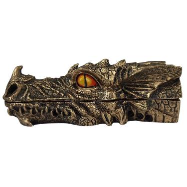 Imagem de Incensário Dragão cabeça vareta grande resina cor ouro