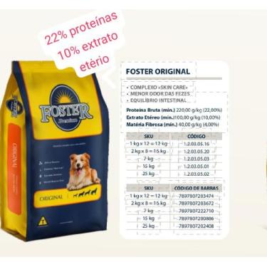 Imagem de Ração Foster Premium Original Caes Adultos 15Kg 22% Proteinas 10% Extr