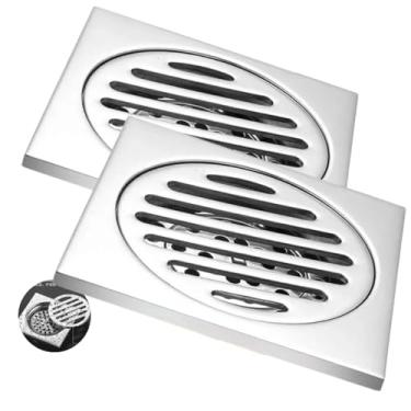 Imagem de kit 2 Ralos Inteligente Aço Inox Dreno Durável Banheiro Cozinha Casa Tira Maus Cheiros Previne Insetos Indesejados Anti odor 10x10