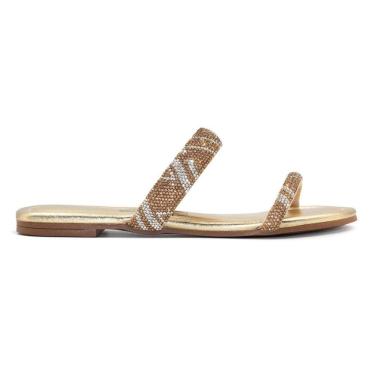 Imagem de Tamanco Flat Vizzano Feminino Strass Metalizado Casual 6235.1689