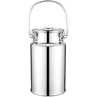 Imagem de Lata De Leite De Aço Inoxidável 201 Com Alça Única, Vasilha De Leite, Balde De Transporte De Leite, Balde De Vinho, Jarro Com Tampa Selada De Silicone E Fivela De 3 Travas,10L,Serene16