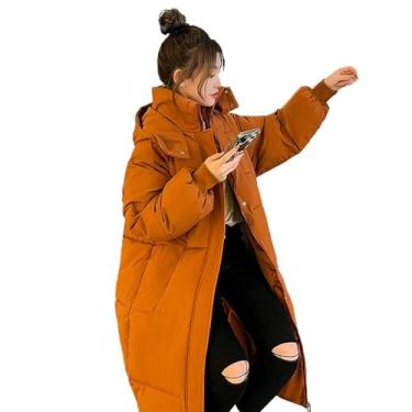 Imagem de Casaco feminino acolchoado longo com capuz manga longa acolchoado casaco acolchoado de inverno com bolsos presentes agasalhos de inverno para mulheres 2023