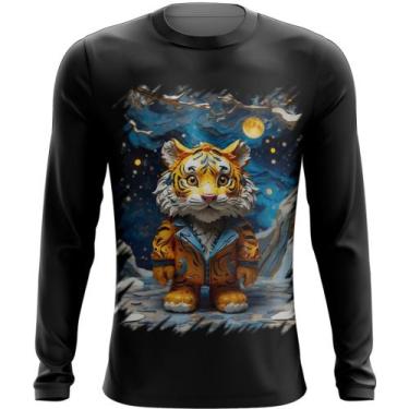 Imagem de Camiseta Manga Longa Tigre Noite Estrelada Van Gogh 3 - Kasubeck Store
