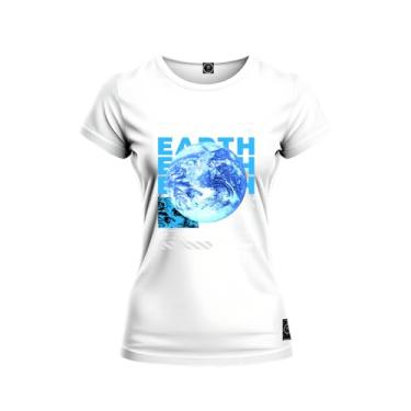 Imagem de Baby Look T-Shirt Algodão Premium Estampada Earth Terra Branco GG