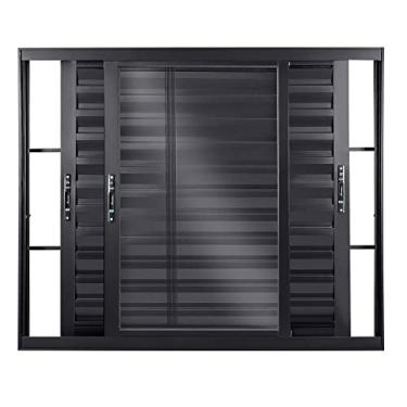 Imagem de Janela de Alumínio Veneziana de Correr 100x150x12cm 3 Folhas Móveis Vidro Liso Topsul Esquadrisul