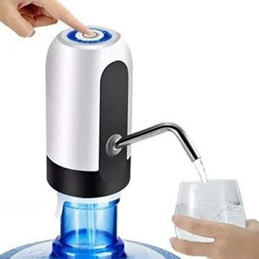 Imagem de MorgadoSP Bomba Elétrica para Galão de Água Recarregável, Universal, 32 Litros, Branco com Preto ou Preto com Branco, Aço Inox 304 e Plásticos, Dispensador de Água
