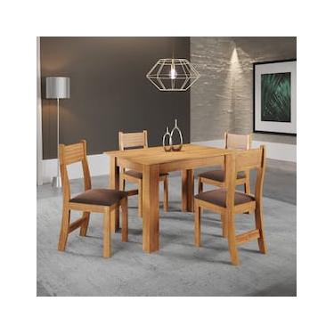 Imagem de Mesa de Jantar Retangular Viero Tulipa com 4 Cadeiras Estofadas e Revestidas em Veludo