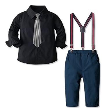 Imagem de NWAD Moletom para meninos leves roupas para meninos roupas de algodão orgânico gola redonda manga longa, Preto, 6-7 Anos