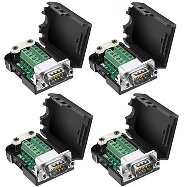 Imagem de DaFuRui Pacote com 4 conectores DB9 macho, conector de breakout DB9 sem solda RS232 D-SUB DB 9 bloco de terminais de parafuso com caixa e porca (4 peças macho + porca)