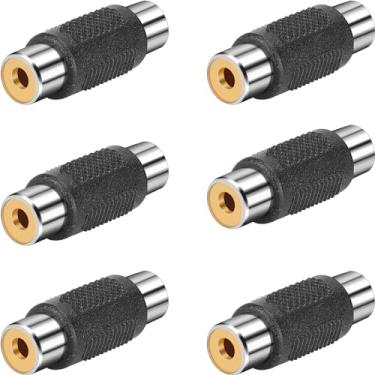 Imagem de SAISN Acoplador RCA fêmea para fêmea, pacote com 6 conectores adaptadores RCA de áudio e vídeo banhado a ouro, conversor RCA para conector, extensor de cabos RCA para alto-falante, amplificador, TV,