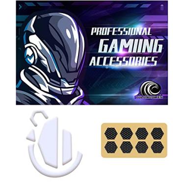 Imagem de TALONGAMES Pés de mouse com bordas curvas arredondadas compatíveis com Logitech G502 sem fio para jogos de substituição (0,8 mm, liso, PTFE branco) Atualização de desempenho profissional