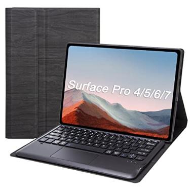 Imagem de VLEAQC Estojo de teclado Touch Keyboard para superfície Pro 7 (2019) /Pro 6 (2018) /Pro 5 (2017) /Pro 4 (2015) 12.3 Inch Tablet, Teclado sem fio magneticamente destacável com Trackpad