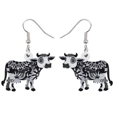 Imagem de Brincos de gado com pingente de gota de acrílico, design de fazenda engraçado, presente adorável para meninas, mulheres e crianças, Acílico, Sem pedra preciosa