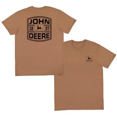 Imagem de John Deere Camiseta de manga curta 13002468Cb com arte de etiqueta de charuto, Construção marrom, G