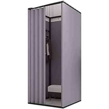 Imagem de Provador móvel de loja de roupas Provador quadrado de loja de roupas, vestiário móvel com cortina de sombreamento, vestiário temporário, vestiário com proteção de privacidade Divisória de te