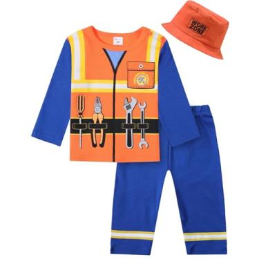 Imagem de COSLAND Fantasia de Halloween para bebês meninos e crianças pequenas, algodão, roupa inovadora, 12 meses a 3 anos, Trabalhador de construção civil, 2 Anos