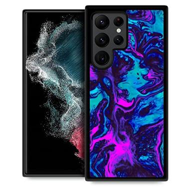 Imagem de ZHEGAILIAN Capinha Protetora Antiderrapante de TPU Macio à Prova de Choque Compatível com Samsung Galaxy S23 Ultra de 6,8 Polegadas para Mulheres - Mármore de Areia Movediça Roxo e Azul