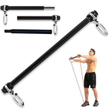 Imagem de Barra de banda de resistência, barra de pilates portátil com faixas de resistência, exercícios de ginástica em casa, kit de bandas flexíveis de agachamento para ioga e pilates para modelagem de corpo